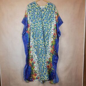 Vintage Sante Kaftan Long Floral Dress One size